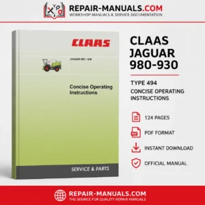 CLAAS JAGUAR 980-930 Type 494 Concise Operating Instructions PDF Manual