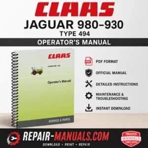 CLAAS JAGUAR 980-930 Type 494 Operator's Manual PDF Download