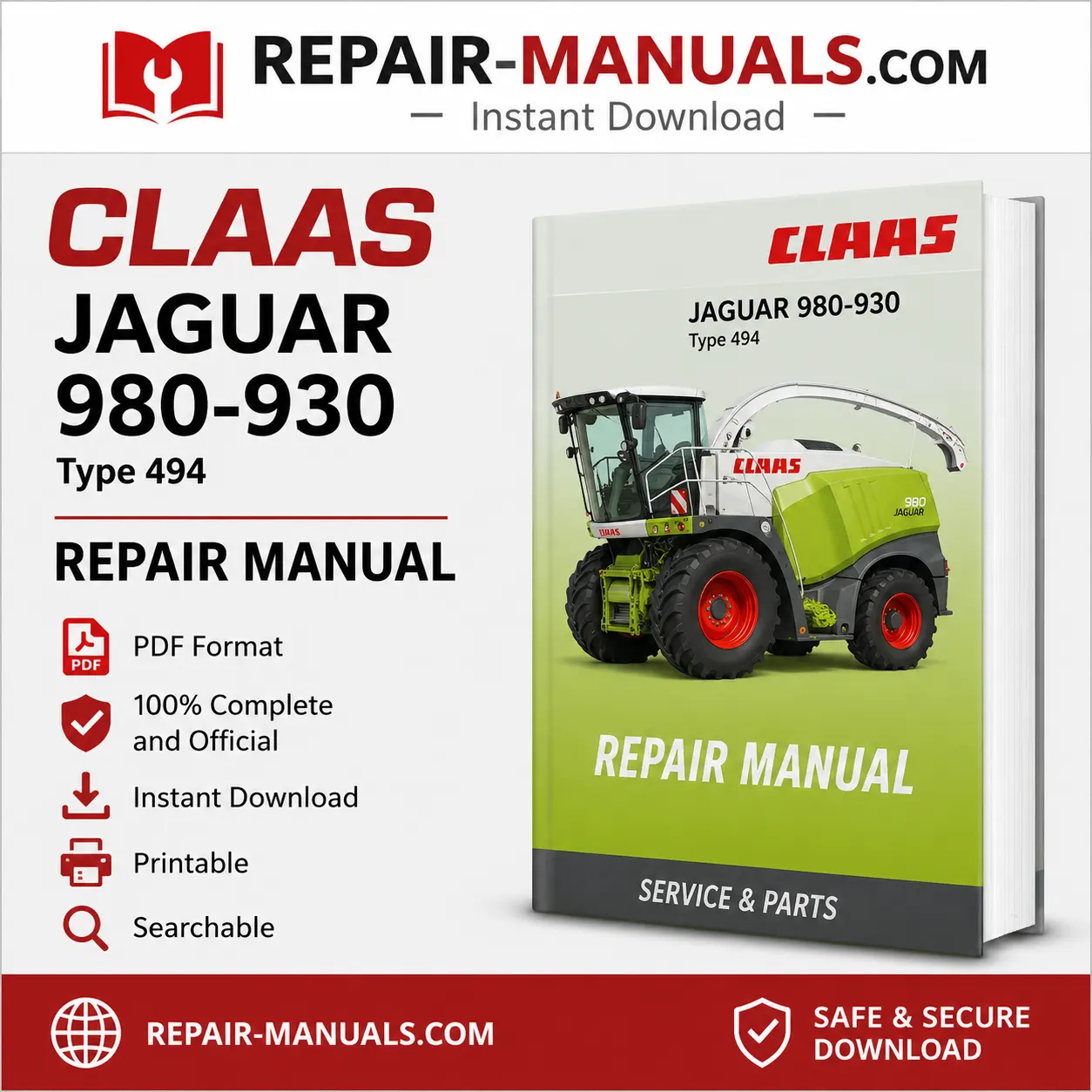 CLAAS JAGUAR 980-930 Type 494 Factory Repair Manual PDF