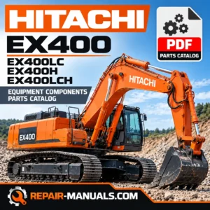 Download Hitachi EX400, EX400LC, EX400H & EX400LCH Excavator Parts Catalog PDF. 226 pages of hydraulic component diagrams and part numbers. P164-EI-6.