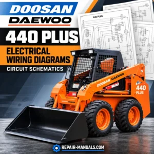 Download Doosan Daewoo 440 Plus Skid Steer Loader electrical wiring diagrams PDF collection. Includes 3 circuit schematics for electrical troubleshooting.